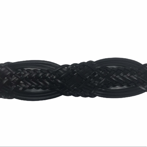 New York & Co Braided Brown Leather Belt Silver Medallion Buckle - Picture 5 of 14